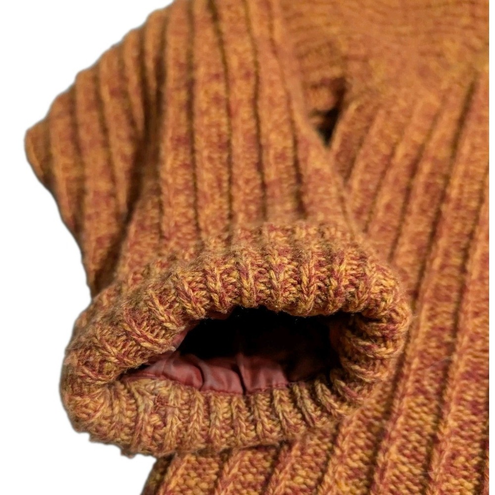 Walbusch Wool Zip Sweater Jacket Mens L Orange Rib Knit Lined Heavy Full Zip - Picture 8 of 10